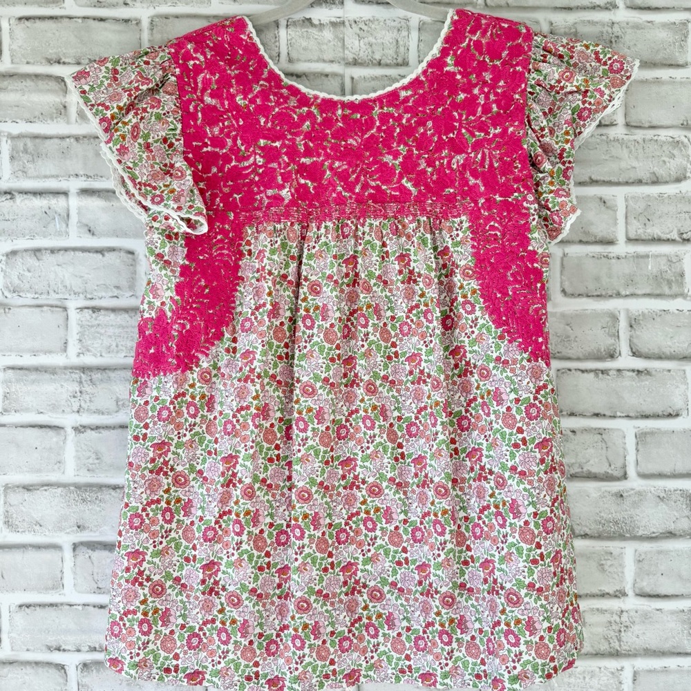J. Marie embroidered flutter sleeve floral top - Picture 3 of 12